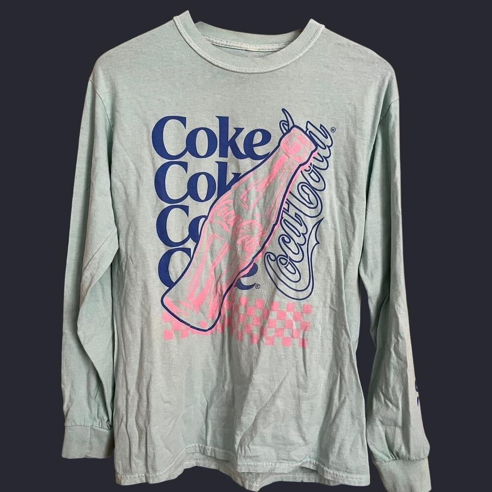 Coca-cola Women's Blue and Green Shirt